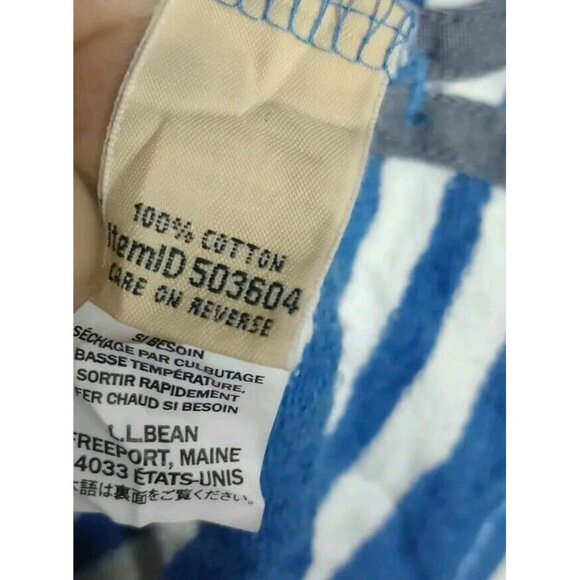 L.L. Bean Womens Hoodie Blue Striped Henley Pullover Sweatshirt Women's Size L - Picture 6 of 10